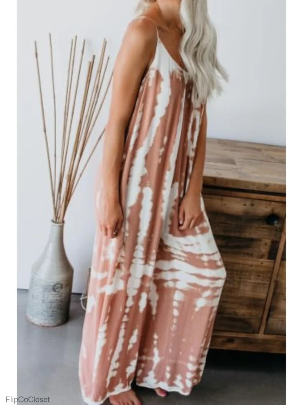 Women's Spaghetti Strap Wide Leg Jumpsuit with Pockets